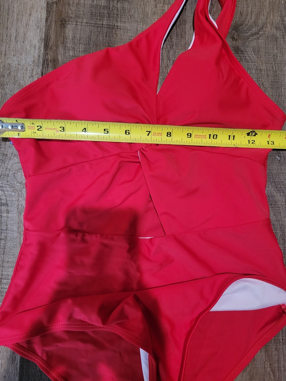 SHEIN Hot Red One-Shoulder Twist One-Piece Swimsuit - Picture 12 of 13